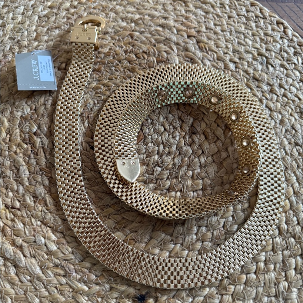 J. Crew Metallic Gold Woven Belt